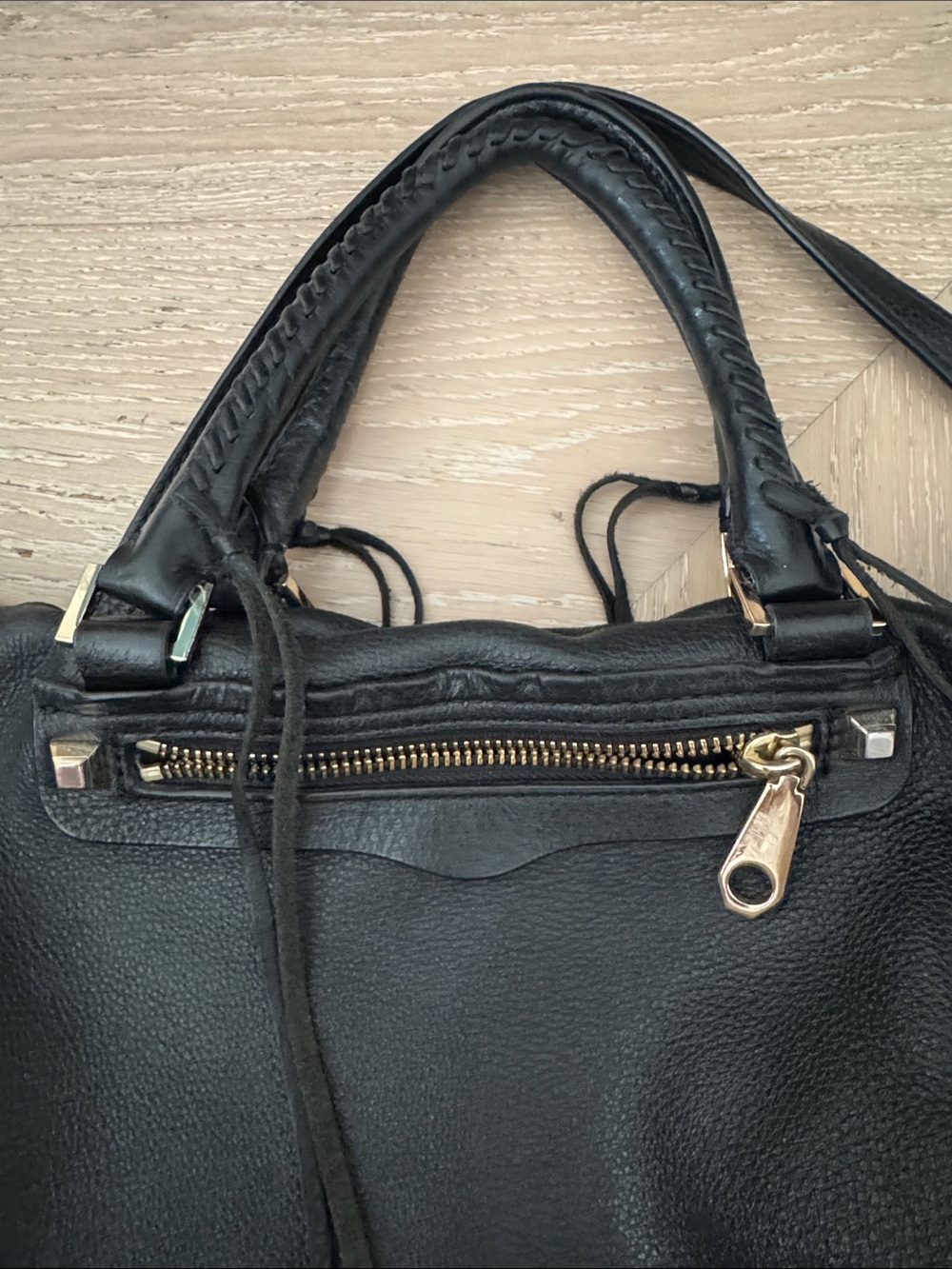 Rebecca Minkoff Regan Black Leather Satchel Bag - Picture 2 of 4